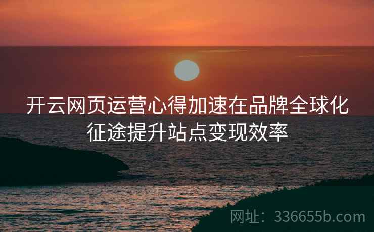 <strong>开云</strong>网页运营心得加速在品牌全球化征途提升站点变现效率